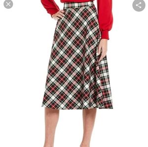 Alex Marie Clarissa Holiday Plaid A-Line Midi Skirt
